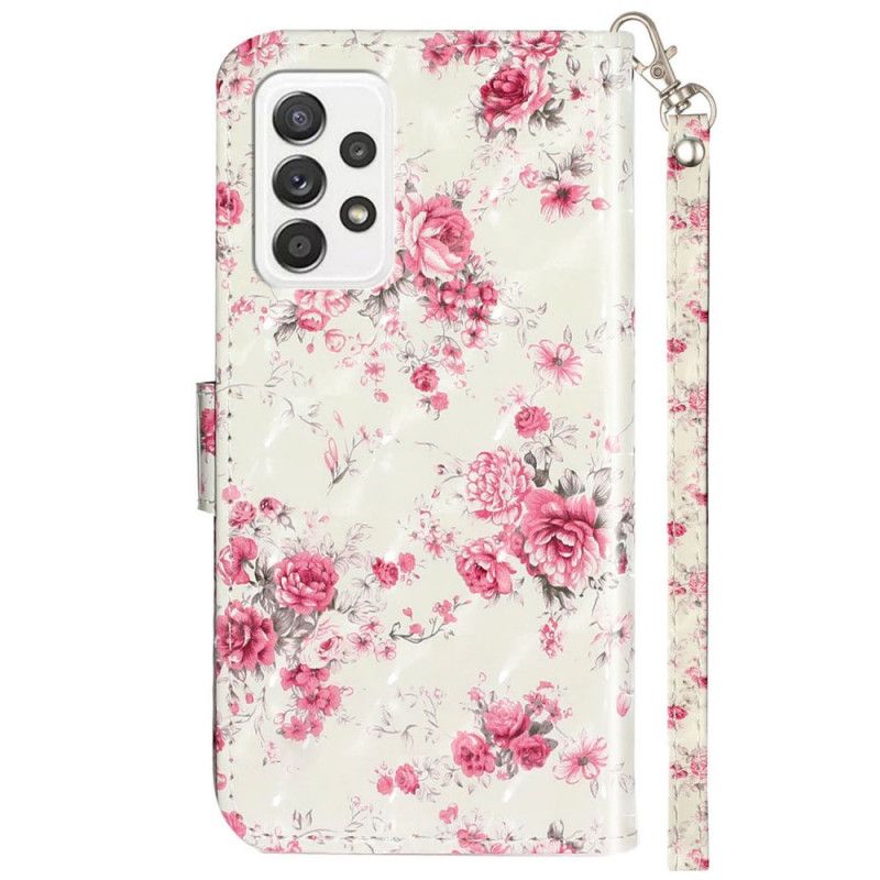 Lærdeksel Til Samsung Galaxy A33 5G Med Kjede Liberty Strap Blomster