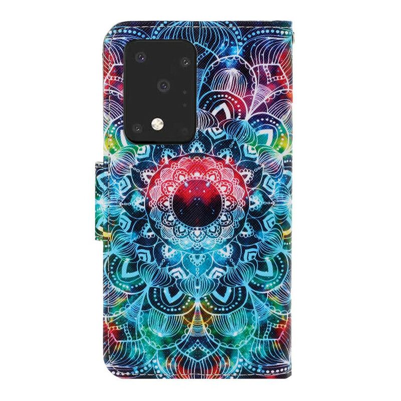 Folio Deksel Til Samsung Galaxy S20 Ultra Med Kjede Flashy Strappy Mandala