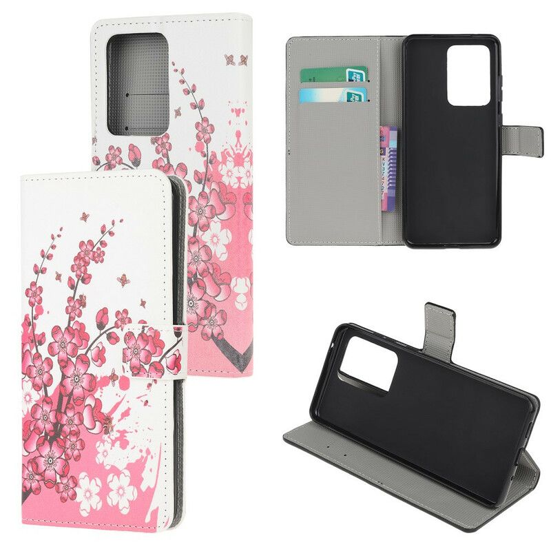 Folio Deksel Til Samsung Galaxy S20 Ultra Tropiske Blomster