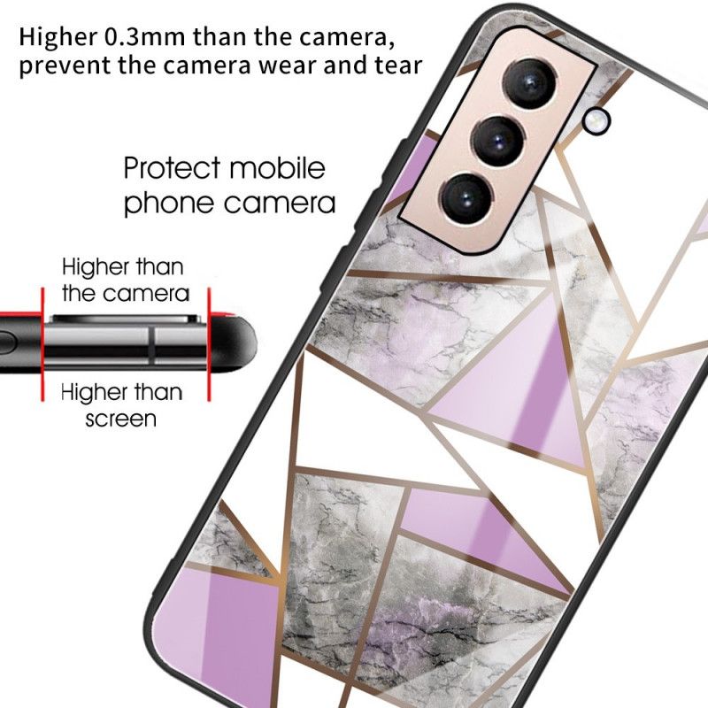 Deksel Til Samsung Galaxy S22 5G Geometri Marmor Herdet Glass