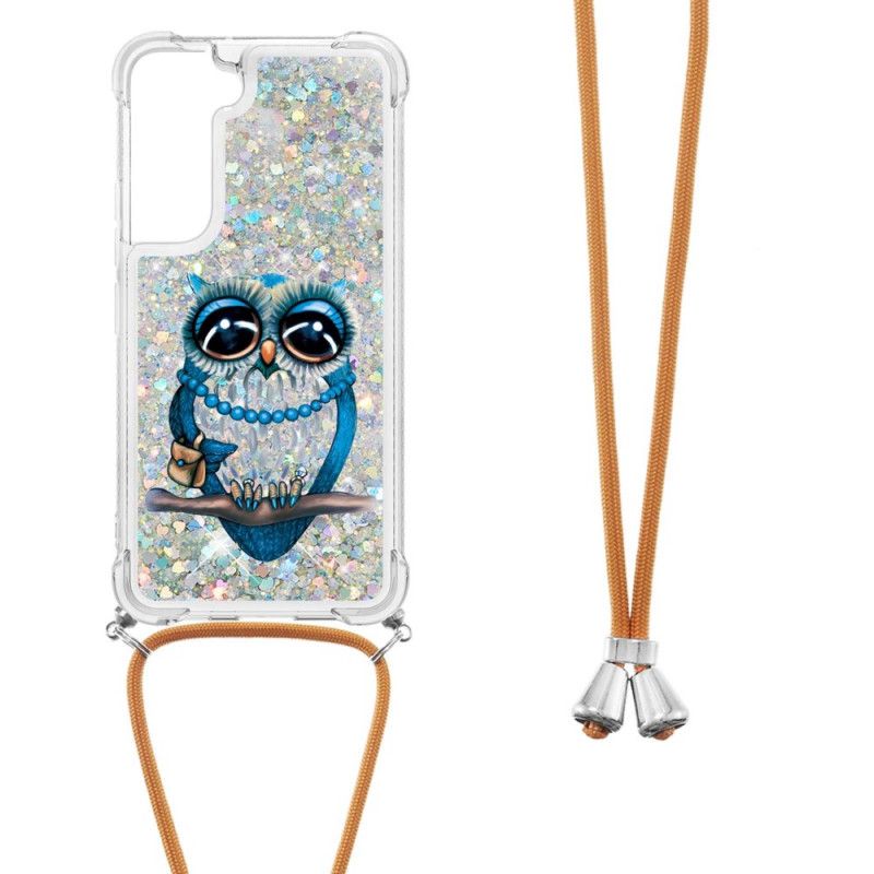 Deksel Til Samsung Galaxy S22 5G Med Snor Frøken Owl Glittersnor