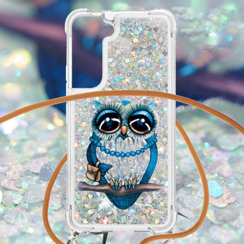 Deksel Til Samsung Galaxy S22 5G Med Snor Frøken Owl Glittersnor