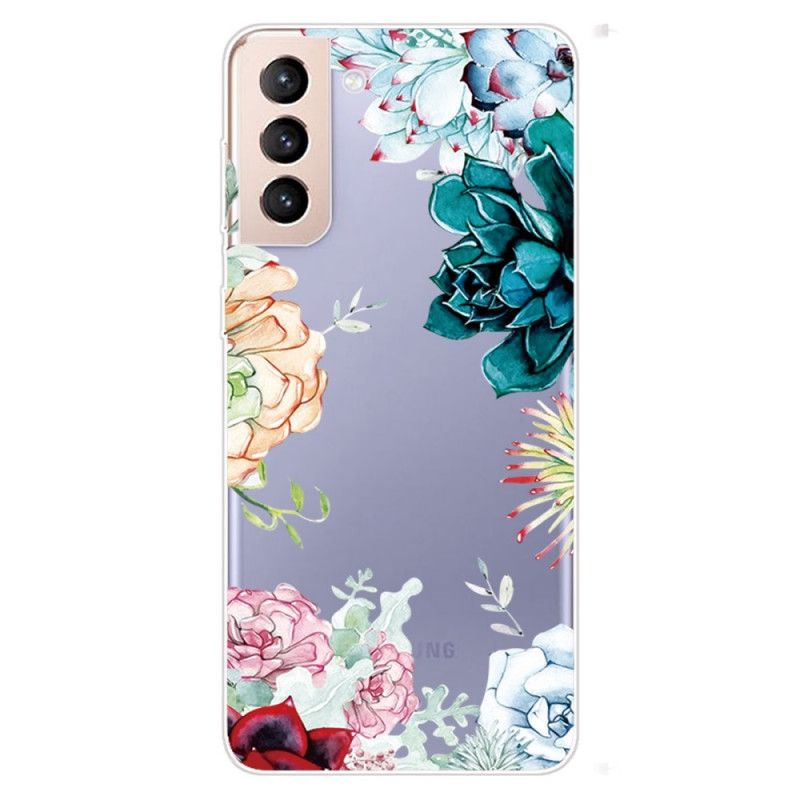 Deksel Til Samsung Galaxy S22 5G Transparent Med Blomster