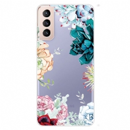 Deksel Til Samsung Galaxy S22 5G Transparent Med Blomster