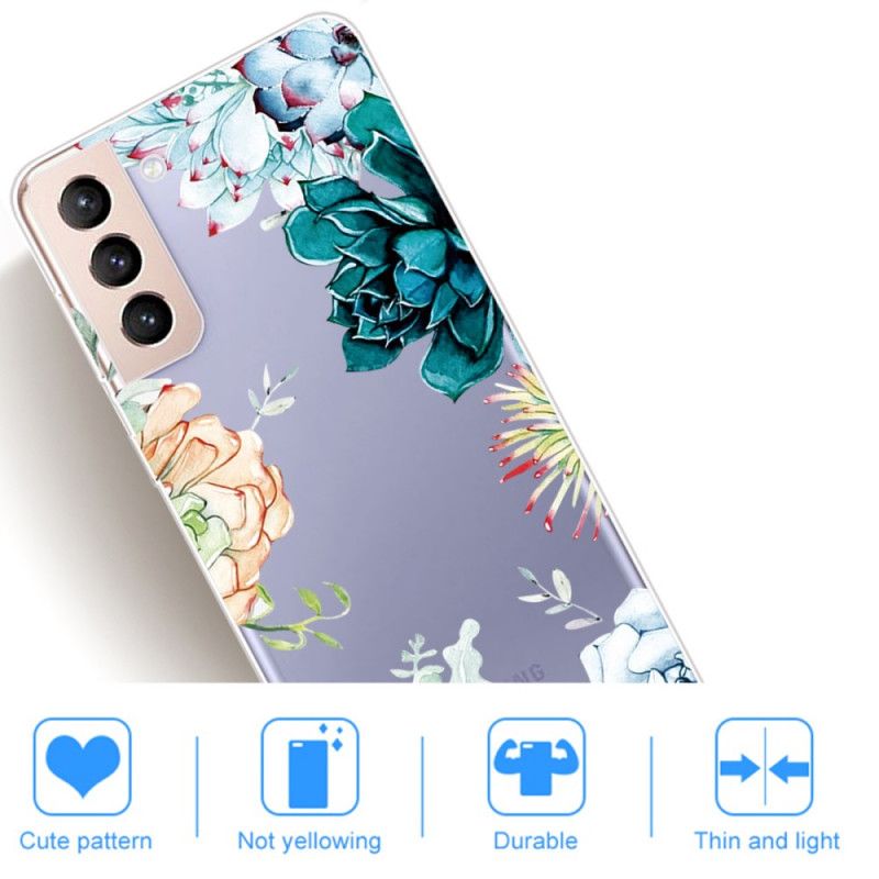 Deksel Til Samsung Galaxy S22 5G Transparent Med Blomster