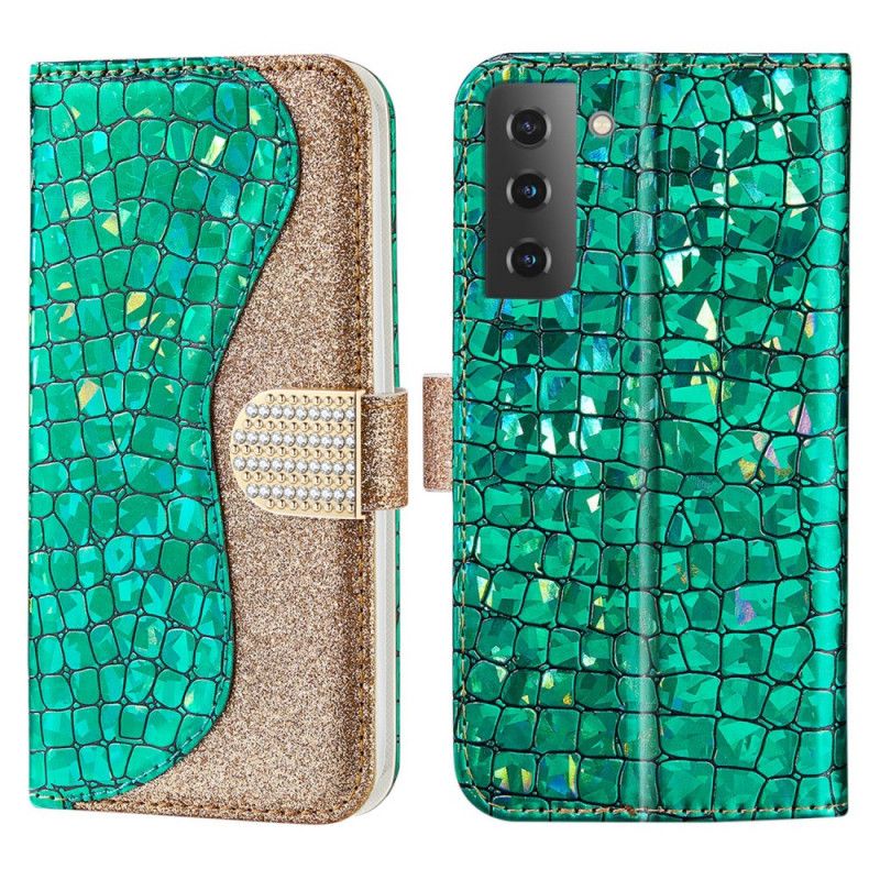 Folio Deksel Til Samsung Galaxy S22 5G Croc-diamanter