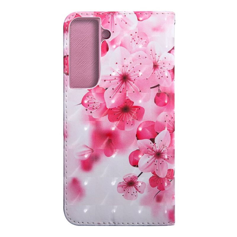 Lærdeksel Til Samsung Galaxy S22 5G Rosa Blomster