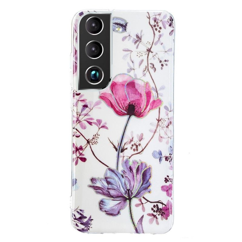 Mobildeksel Til Samsung Galaxy S22 5G Marmorerte Blomster