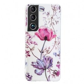 Mobildeksel Til Samsung Galaxy S22 5G Marmorerte Blomster