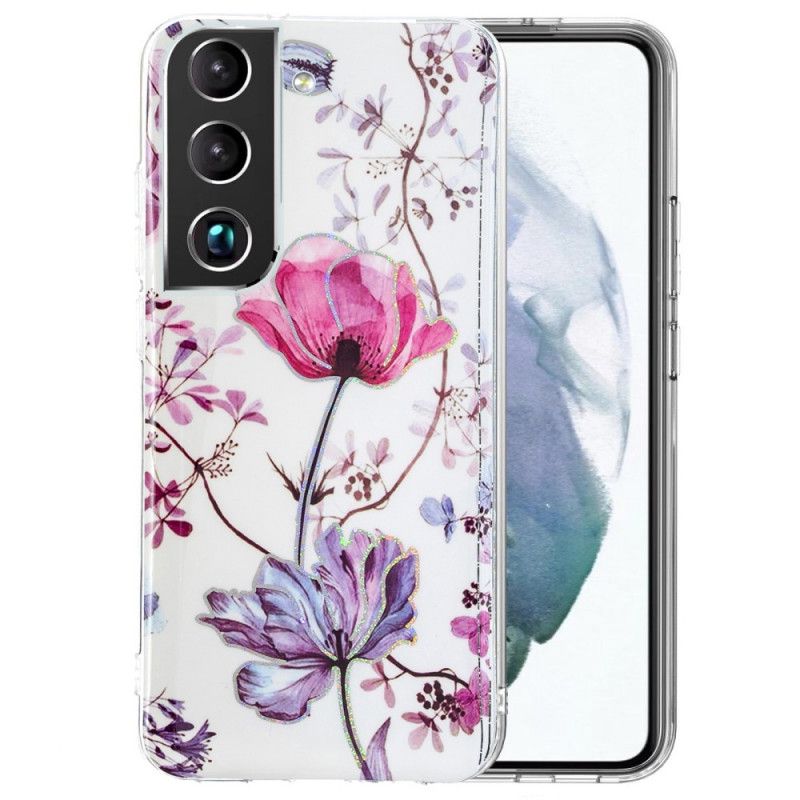 Mobildeksel Til Samsung Galaxy S22 5G Marmorerte Blomster