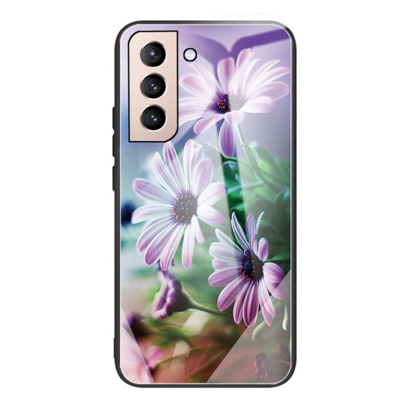 Mobildeksel Til Samsung Galaxy S22 5G Realistiske Blomster Herdet Glass