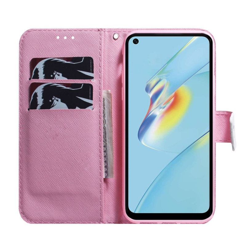 Folio Deksel Til Oppo Reno 8 Lite Rosa Blomst