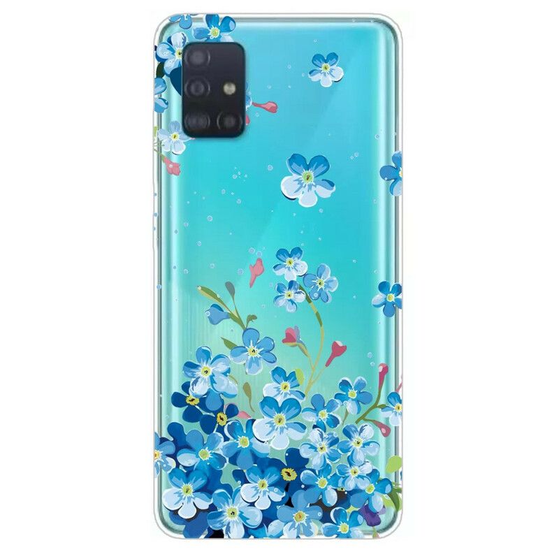 Deksel Til Samsung Galaxy A71 Blå Blomster