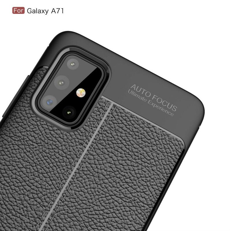 Deksel Til Samsung Galaxy A71 Dobbellinje Litchi-skinneffekt