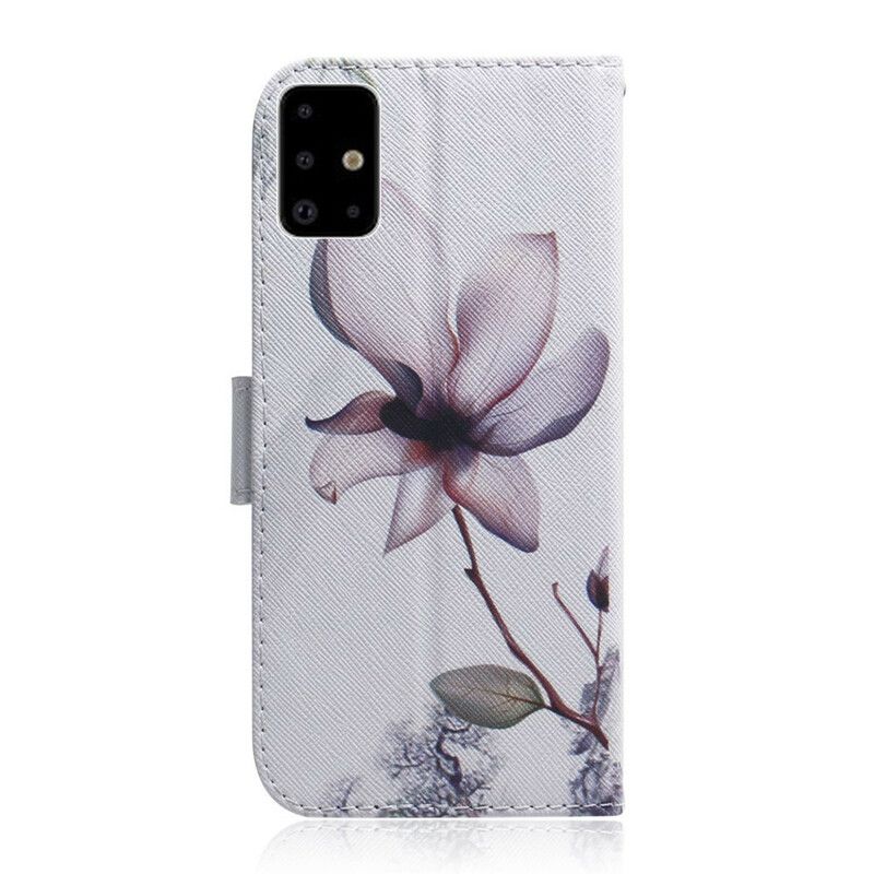 Folio Deksel Til Samsung Galaxy A71 Gammel Roseblomst