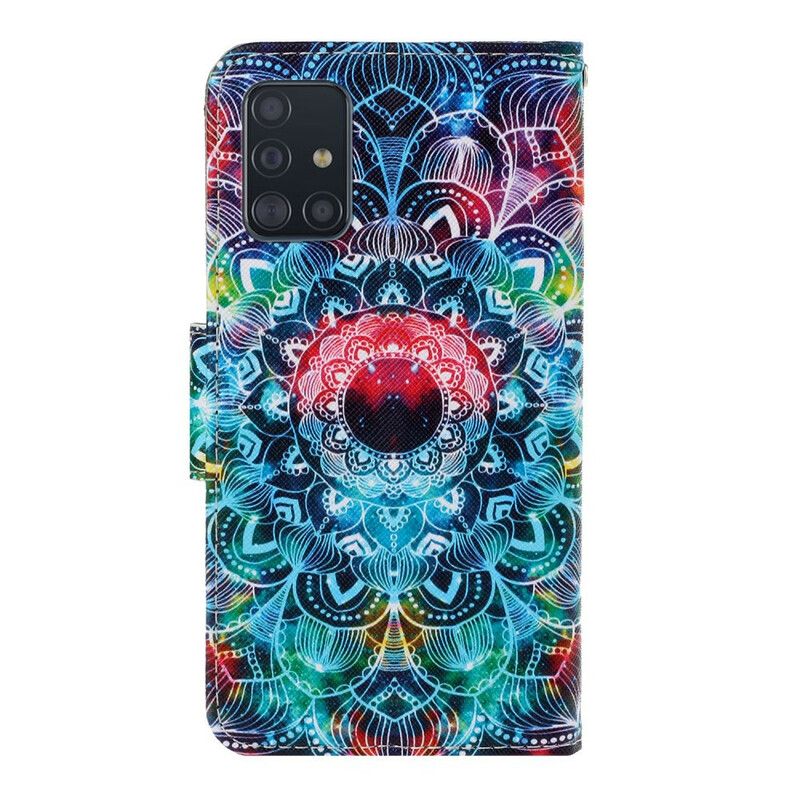 Folio Deksel Til Samsung Galaxy A71 Med Kjede Flashy Strappy Mandala