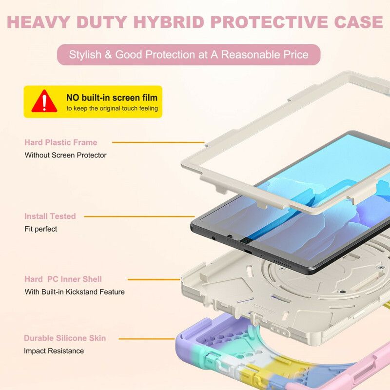 Mobildeksel Til Samsung Galaxy Tab A7 Lite Multifunksjonsfarge På Skulderremmen