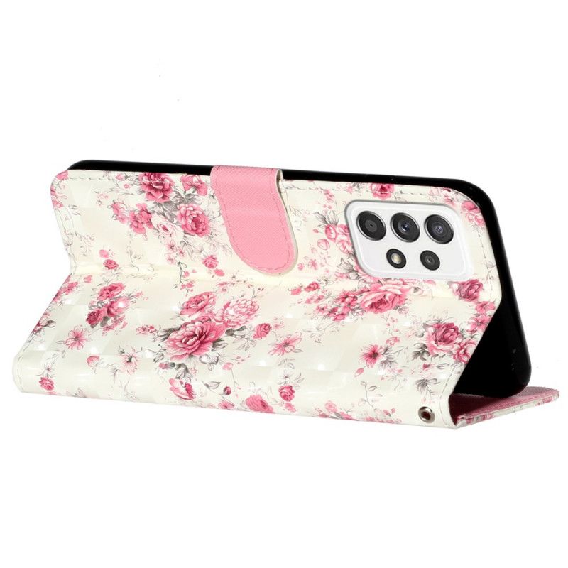 Folio Deksel Til Samsung Galaxy A53 5G Med Kjede Liberty Strap Blomster