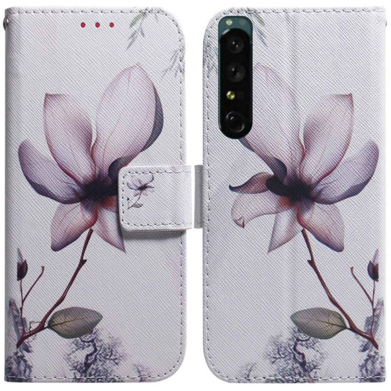 Folio Deksel Til Sony Xperia 1 IV Vintage Rosa Blomst