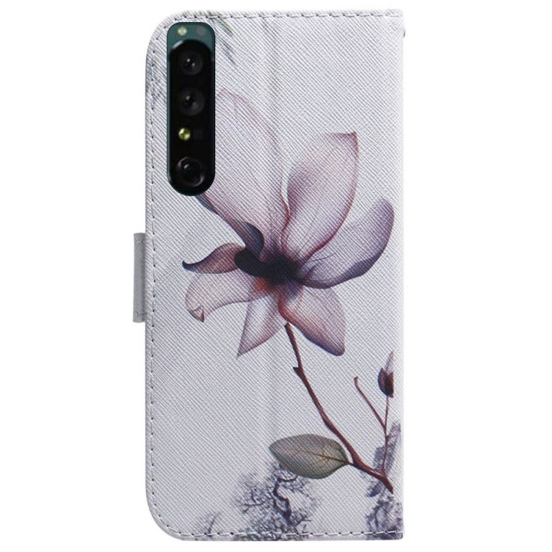 Folio Deksel Til Sony Xperia 1 IV Vintage Rosa Blomst