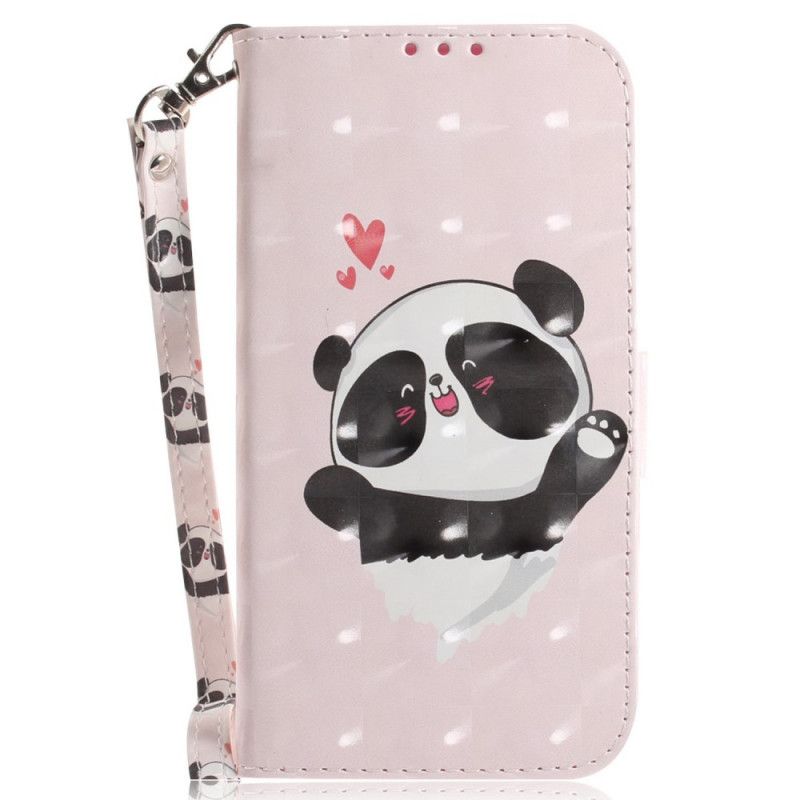 Lærdeksel Til Sony Xperia 1 IV Med Kjede Lille Panda Med Stropp