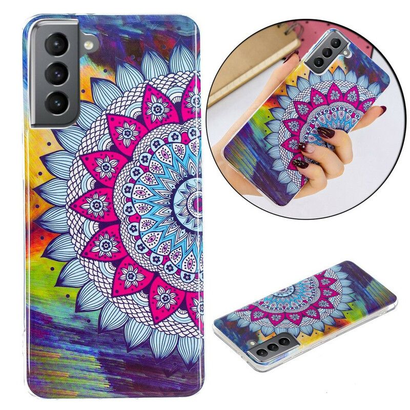 Deksel Til Samsung Galaxy S21 FE Fluorescerende Fargerik Mandala