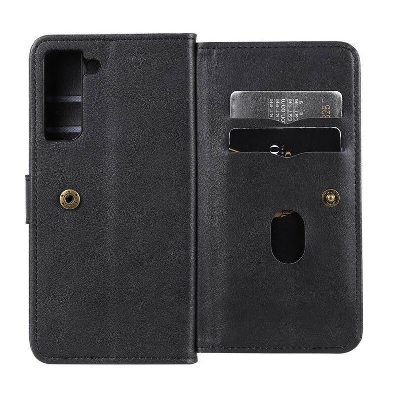 Folio Deksel Til Samsung Galaxy S21 FE Faux Leather 10 Kortholder