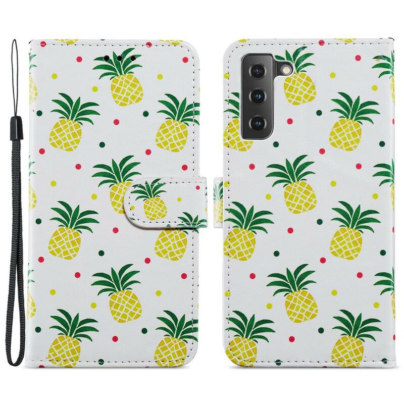 Folio Deksel Til Samsung Galaxy S21 FE Flere Ananas