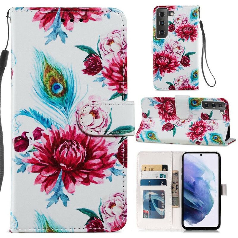 Folio Deksel Til Samsung Galaxy S21 FE Intense Blomster