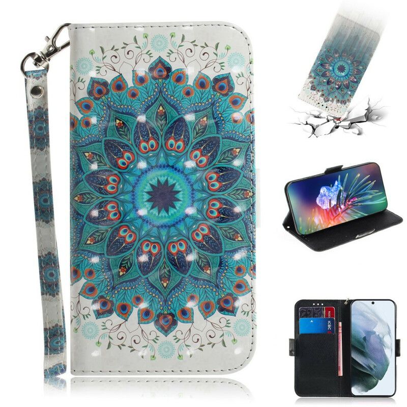 Folio Deksel Til Samsung Galaxy S21 FE Med Kjede Masterful Strappy Mandala