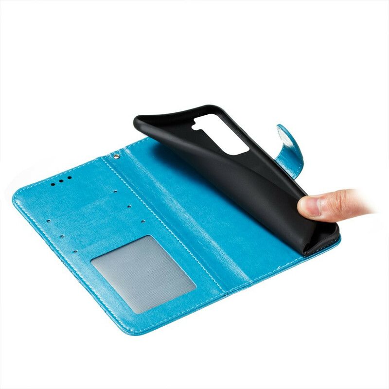 Folio Deksel Til Samsung Galaxy S21 FE Med Kjede Solid Color Series-rem