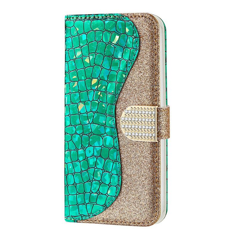 Lærdeksel Til Samsung Galaxy S21 FE Croc-diamanter