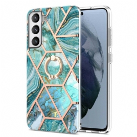 Mobildeksel Til Samsung Galaxy S21 FE Geometrisk Marmor Med Ringstøtte