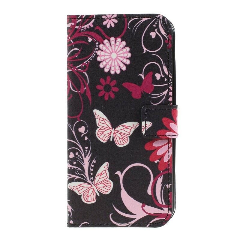 Lærdeksel Til Samsung Galaxy XCover 4 / 4S Sommerfugler Og Blomster