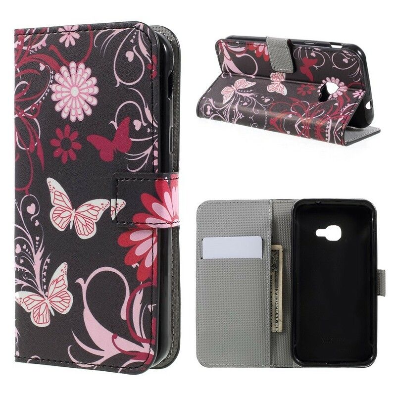 Lærdeksel Til Samsung Galaxy XCover 4 / 4S Sommerfugler Og Blomster