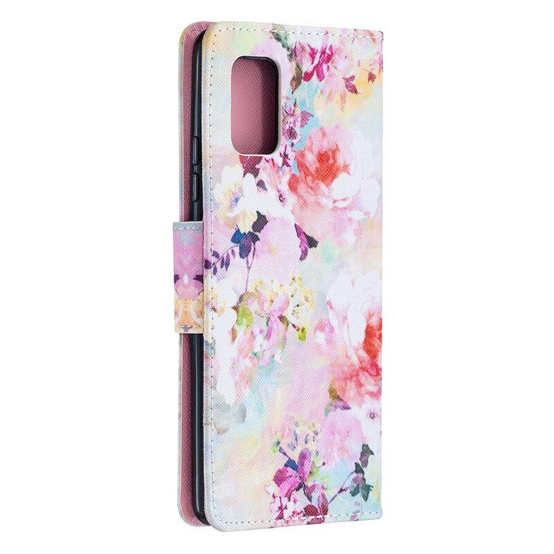 Folio Deksel Til Samsung Galaxy A51 5G Med Kjede Vintage Strappy Floralies