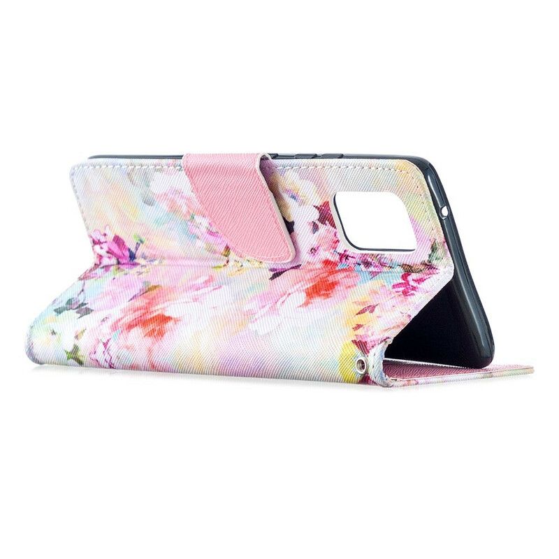 Folio Deksel Til Samsung Galaxy A51 5G Med Kjede Vintage Strappy Floralies