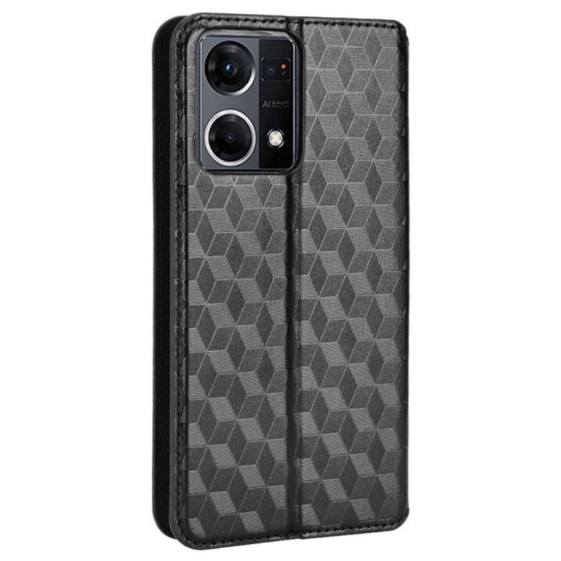 Beskyttelse Deksel Til Oppo Reno 7 Folio Deksel 3d Cube Leather Effect