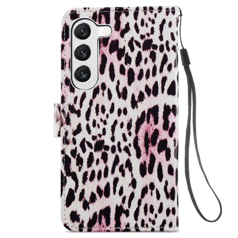 Folio Deksel Samsung Galaxy S24 5g Leopardmønster Med Stropp Beskyttelse Deksel