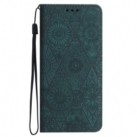 Folio Deksel Til Samsung Galaxy S24 5g Strap Tapestry Style