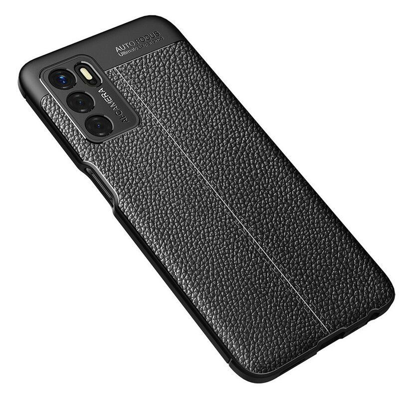 Deksel Til Oppo A16 / A16s Dobbel Linje Litchi Leather Effect