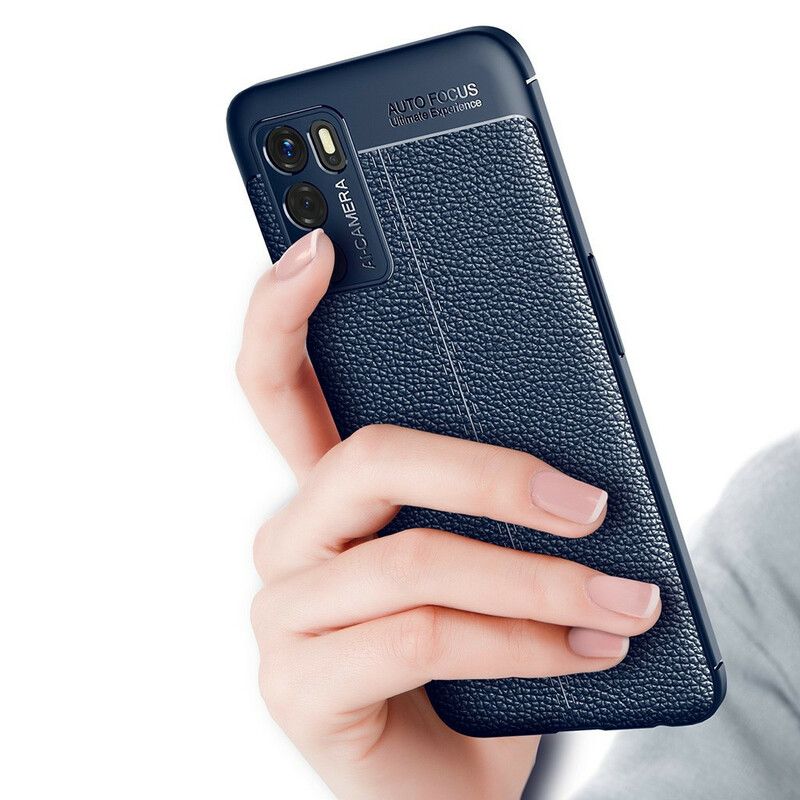 Deksel Til Oppo A16 / A16s Dobbel Linje Litchi Leather Effect