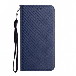 Beskyttelse Deksel Til Samsung Galaxy S23 Ultra 5G Med Kjede Folio Deksel Strappy Carbon Fiber Style