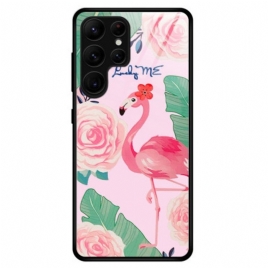 Deksel Til Samsung Galaxy S23 Ultra 5G Flamingo Herdet Glass