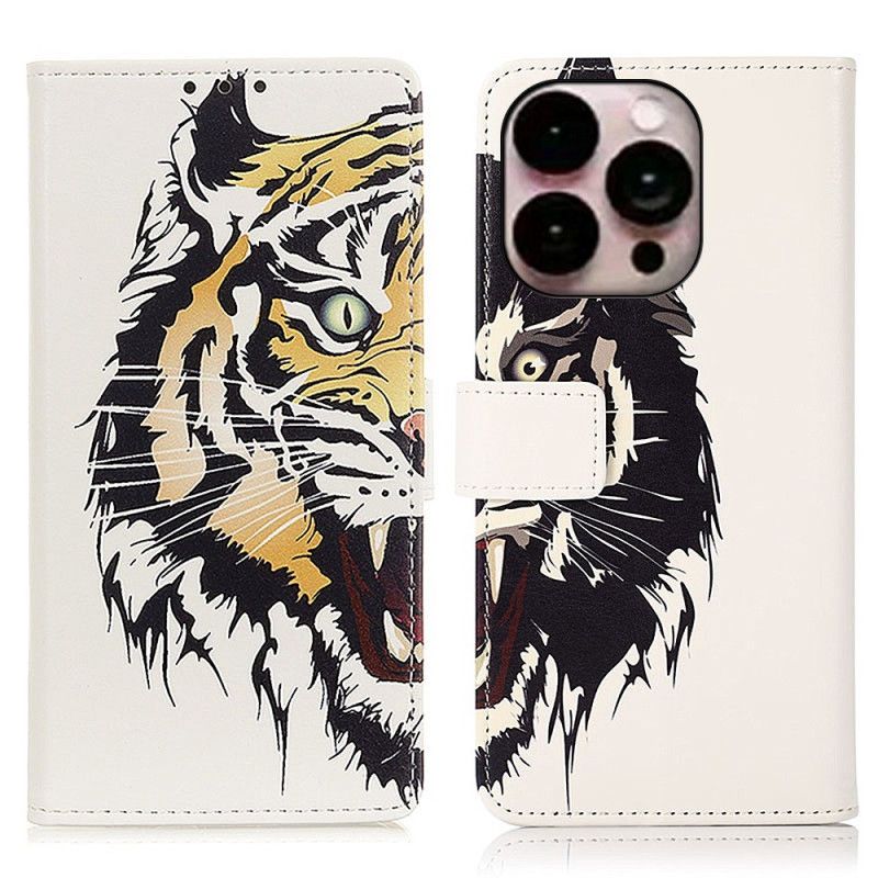 Folio Deksel Til iPhone 14 Pro Max Hedtig Tiger