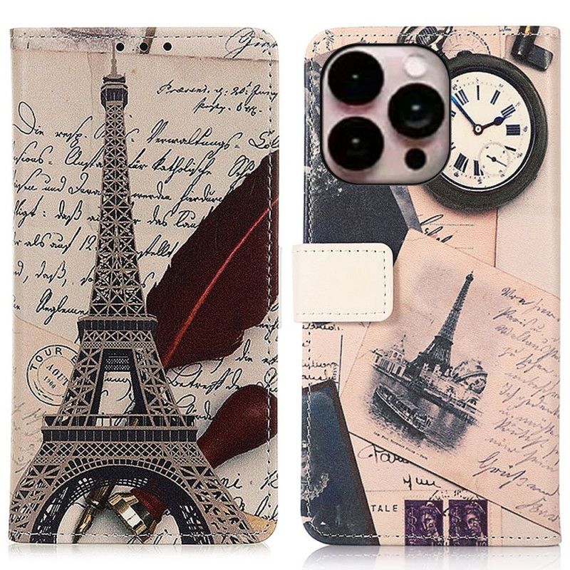 Lærdeksel Til iPhone 14 Pro Max Poetens Eiffeltårn