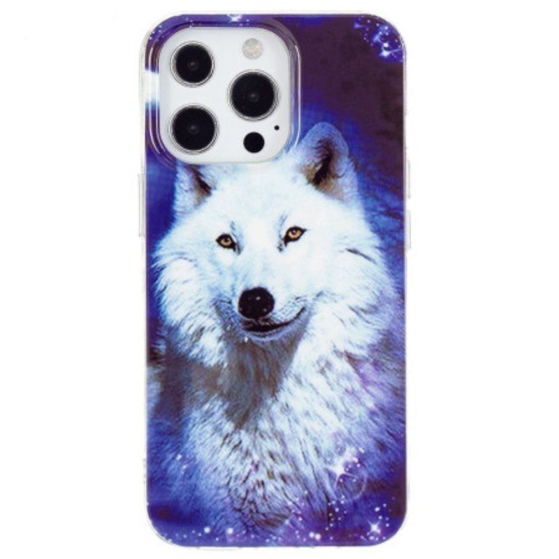 Mobildeksel Til iPhone 15 Pro Fluorescerende White Wolf