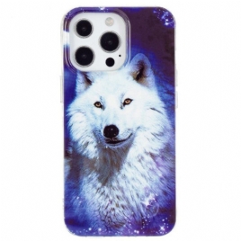 Mobildeksel Til iPhone 15 Pro Fluorescerende White Wolf