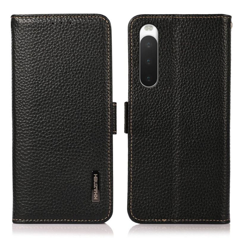 Folio Deksel Til Sony Xperia 10 IV Litchi Leather Khazneh Rfid