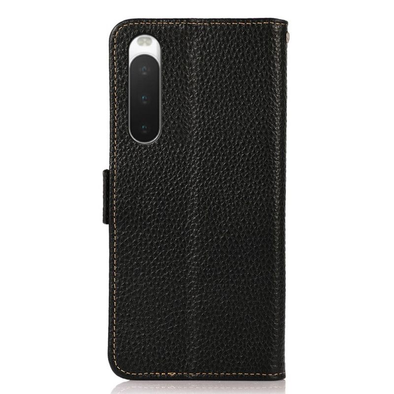 Folio Deksel Til Sony Xperia 10 IV Litchi Leather Khazneh Rfid